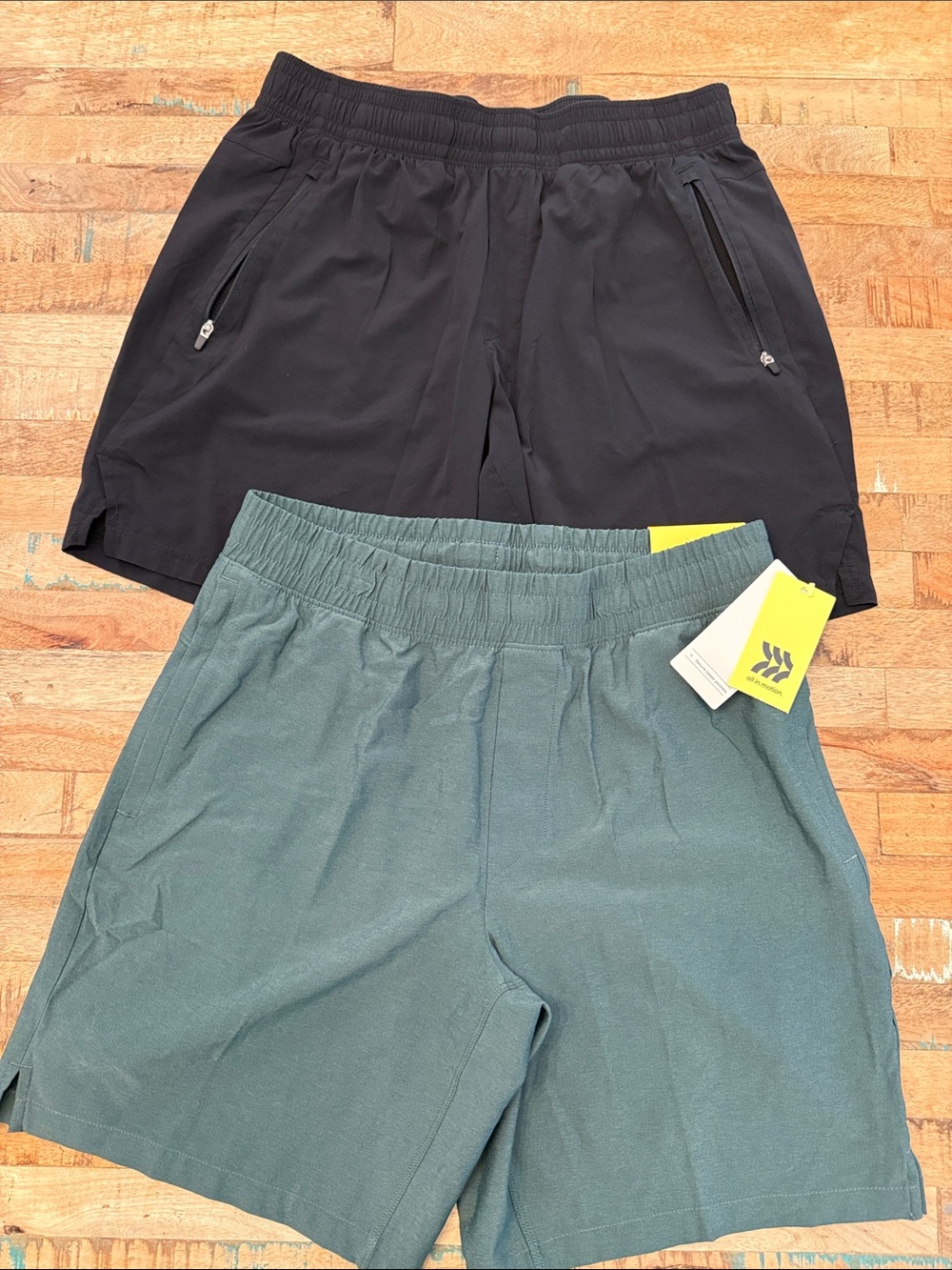 Men's Athletic Shorts - Black and Teal
